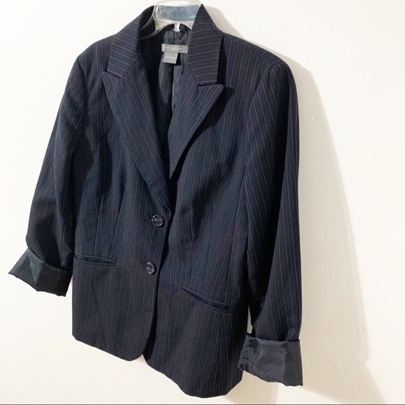 Ann Taylor Factory Fully Lined Striped Lightweight Wool Blend Blazer Career 🟦 - Picture 8 of 13